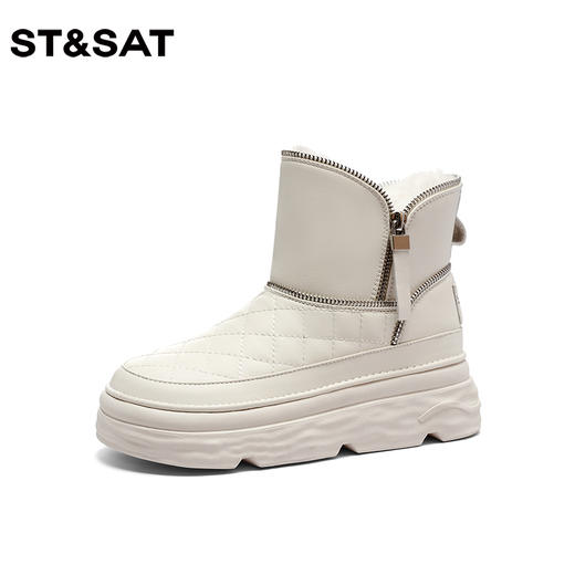星期六时尚格纹拉链厚底雪地靴SS341181ND 商品图1