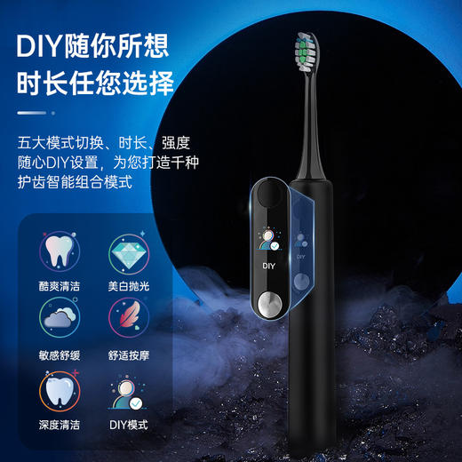 【唤醒屏幕！开启智能刷牙体验】新款SN-P1智能屏显/可视化DIY 软毛IPX7防水声波电动牙刷，不仅刷得干净，还让你刷得开心，纠正刷牙误区每天跟你暖心互动。 商品图0