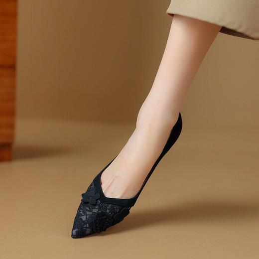 法式气质尖头浅口单鞋，黑色细跟高跟鞋YS&516 商品图4