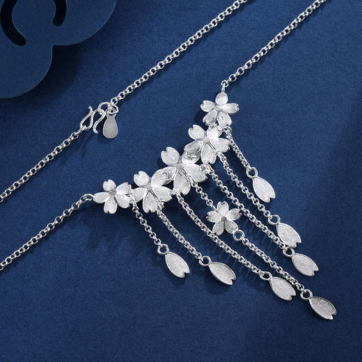 子佩集S990银【白雪深春】套链项链【MXTL017】花丝花朵流苏2401 商品图1