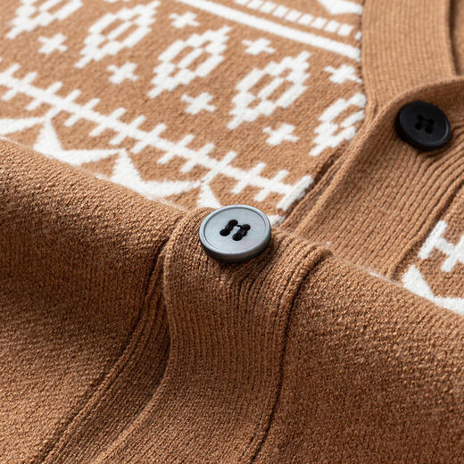 【民族风】罗蒙复古风撞色提花针织开衫男秋冬针织衫男士毛衣男外套男 商品图7