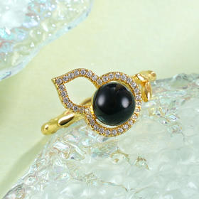 子佩集S925银【好事近】戒指【J0851】蓝珀镀金2401