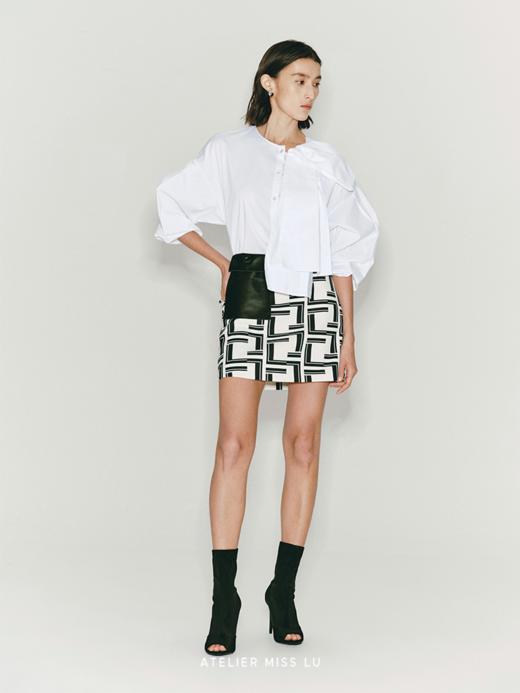 【黑白影像】品牌定制字母印花可拆卸口袋A字短裙 商品图1