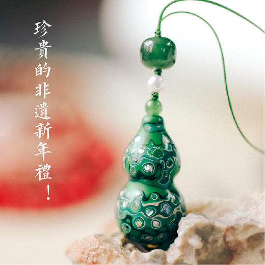 米马原创设计 非遗传承紫光檀木胎大漆葫芦朱砂度母挂件 福禄双全 商品图4