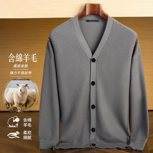 【含羊毛】罗蒙秋冬经典爆款针织开衫男时尚百搭针织外套男舒适男式针织衫 商品图1