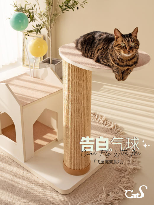 CatS猫家具 告白气球两层猫爬架猫屋猫抓柱不占地实木耐磨剑麻 商品图2