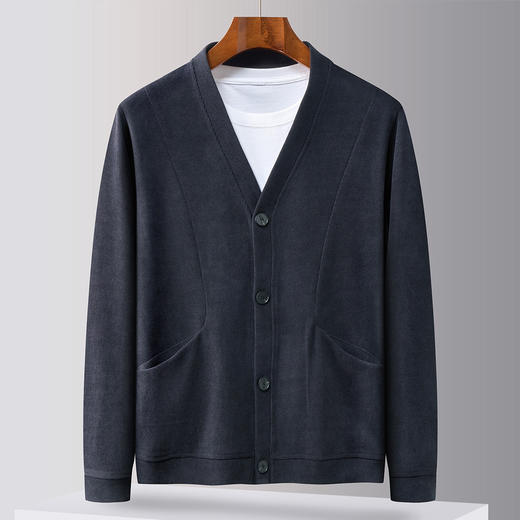 【灯芯绒】罗蒙时尚开衫外套男大V领针织衫男士外套百搭夹克男外套 商品图2