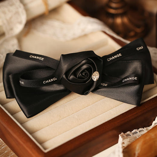 Manreya玛芮雅小香风黑色缎带发夹 商品图1