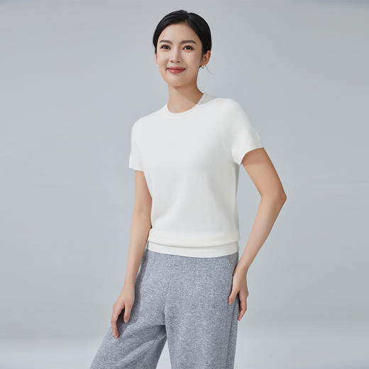 东黎 • 小山羊绒女士秋冬圆领修身短袖 3494 商品图3