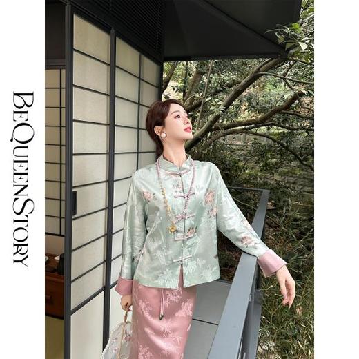 【大货孤品，不退不换】【素锦青衣】新中式重工浮雕提花高级感桑蚕丝国风外套 商品图4