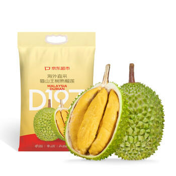 京鲜生马来西亚D197猫山王榴莲冷冻3.5-4斤保4房新鲜水果 商品图2