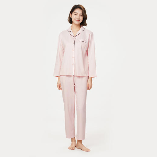 都市丽人生活家居春夏睡衣女32支CVC单面家居服薄款长袖长裤女士套装LH41A1 商品图1