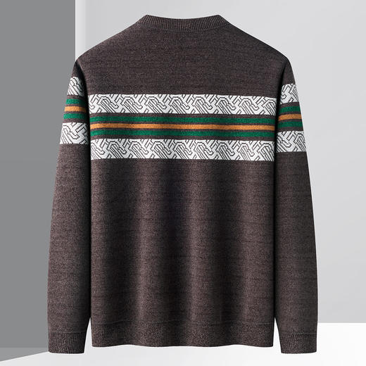 27DKLW0077【仿貂绒】罗蒙加厚加绒毛衣男横条撞色毛衣男毛衫加绒针织衫男士毛衣 商品图4