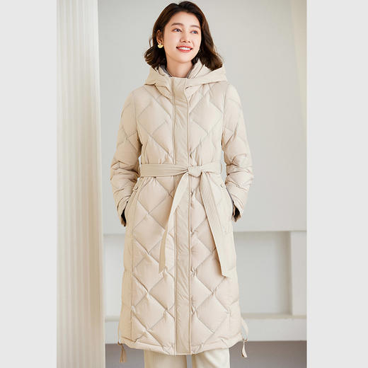 【鹅绒】乔万尼羽绒服撞色设计收腰中长款ET4T916 商品图2