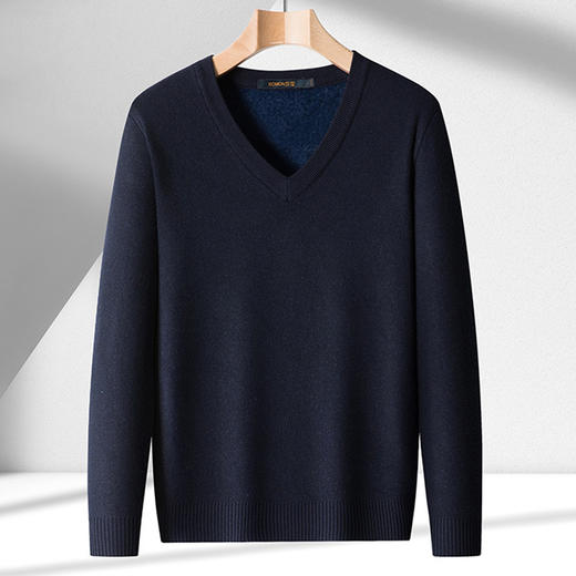 【一体绒】罗蒙加厚加绒针织衫男士毛衣百搭V领加绒毛衣男舒适毛衫男 商品图4