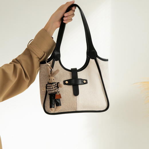 Safiya/索菲娅2024新款爆款时尚托特包织物百搭手提包大容量女士单肩斜挎女包 SF9161032Y 商品图3