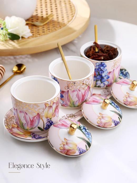 诺轩郁金香轻奢陶瓷调料罐四件套 商品图1