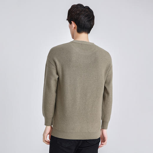 【中国螺纹】罗蒙秋冬时尚拼接落肩袖毛衣男卫衣帽衫男士针织衫舒适卫衣男 商品图4