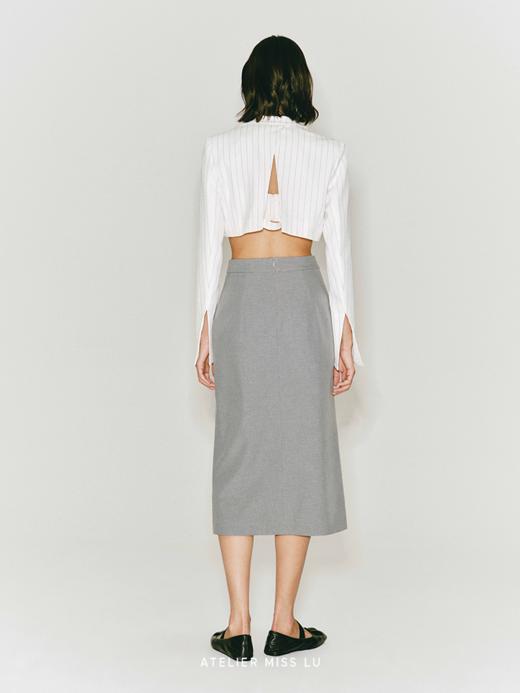 【艾伦】可拆卸口袋拼接前开叉直身半裙 商品图2