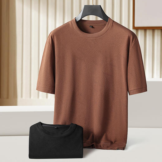 【新款DK】大依优型大码短袖卫衣打底衫圆领加肥加大宽松大码男装休闲上衣男士胖子半袖 商品图2