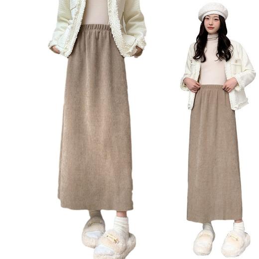 福利款~雀说美拉德加绒半身裙女秋冬加厚中长款后开叉长裙高腰显瘦针织包臀裙AL LB676 商品图4