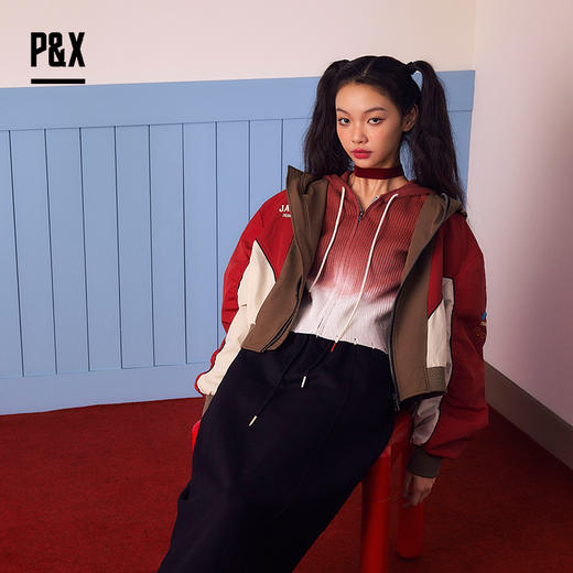 PX女装春季新款 短款风衣休闲时尚 824119843 红/咖 商品图1
