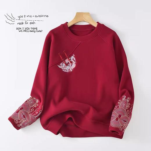 A3910 冬季新款加厚国风防风盘扣休闲百搭显瘦圆领卫衣女 商品图0