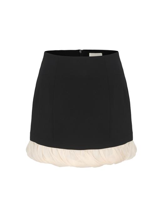 【黑巧糖霜】下摆柔纱拼接撞色短裙 商品图4