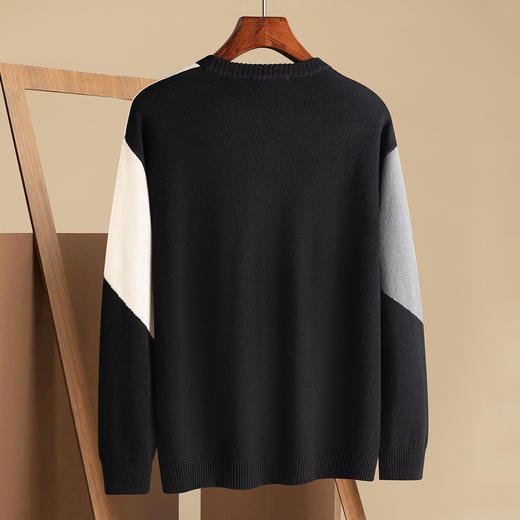 27DKLQ2310【撞色拼接】罗蒙时尚针织衫男休闲男士针织衫舒适打底衫男毛衫男毛衣 商品图2