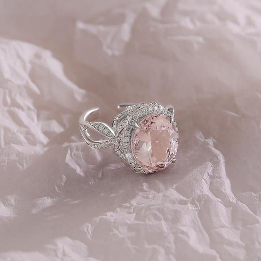 Sugar Morganite方糖摩根石系列 | 方糖蝴蝶结摩根石白金戒指 商品图1