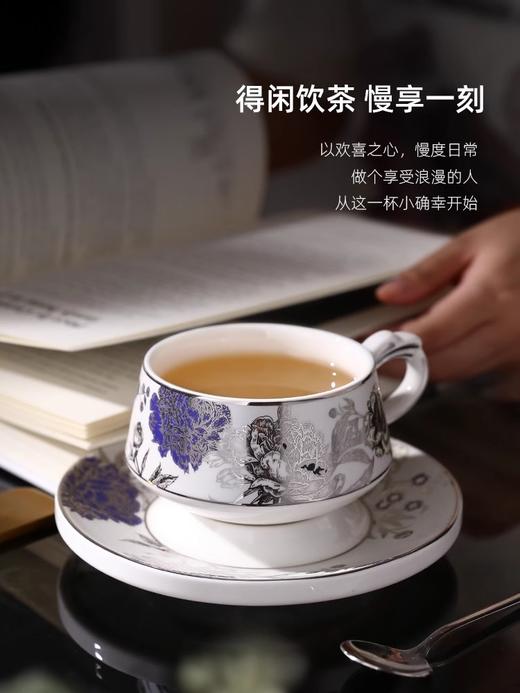 高档英式陶瓷咖啡杯欧式小奢华轻奢咖啡杯碟家用下午茶杯子水杯NOJQB诺轩锦簇繁华铂金杯子 商品图3
