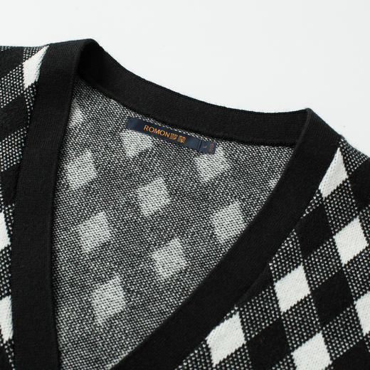 27DKCF2392【棋盘格】罗蒙经典爆款针织开衫男时尚百搭针织外套男舒适男式针织衫 商品图3