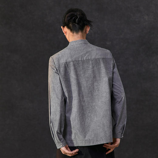 Famecoco复古新中式立领手工花朵刺绣衬衫女棉长袖衬衣FAC1BA001 商品图4