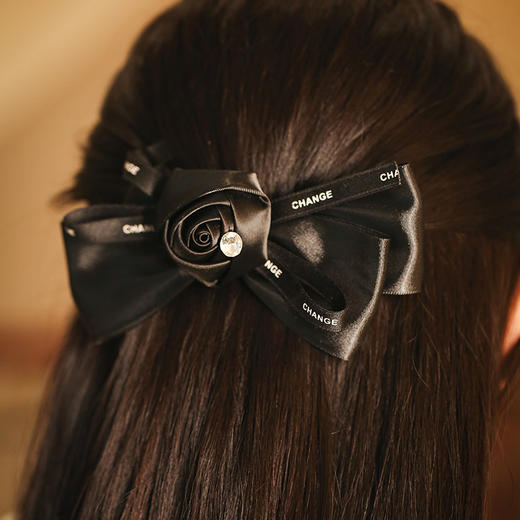 Manreya玛芮雅小香风黑色缎带发夹 商品图7