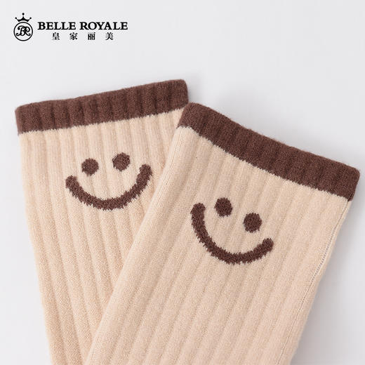 【42元5双，下单拍5】笑脸袜羊绒女秋冬季中筒厚袜子保暖底月子长袜WZM3448 商品图5