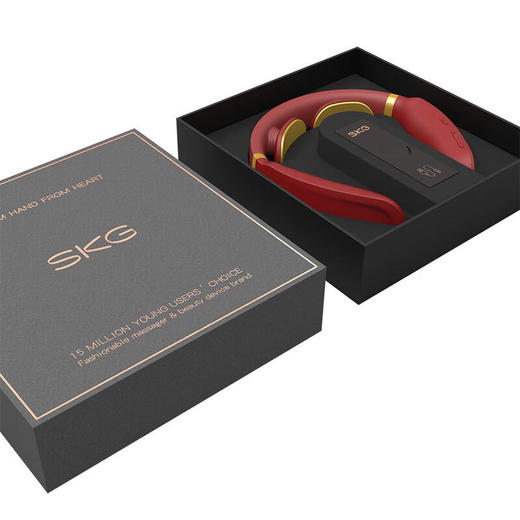 【品牌直发，非质量问题不退换，介意慎拍】SKG颈椎按摩器4330 镀金电极片智能护颈仪低频脉冲 高档磨砂红款 商品图3