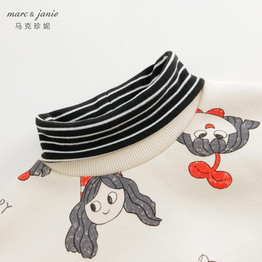 马克珍妮冬装新款 女童高领条纹卡通女孩摇粒绒卫衣 232126 商品图3