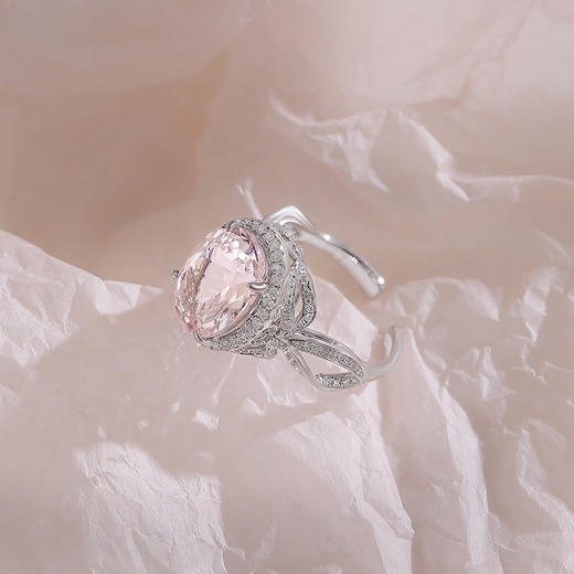 Sugar Morganite方糖摩根石系列 | 方糖蝴蝶结摩根石白金戒指 商品图2