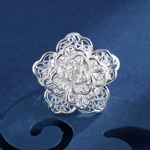 子佩集S990银牡丹戒指【MD11-1】花丝2401 商品图1
