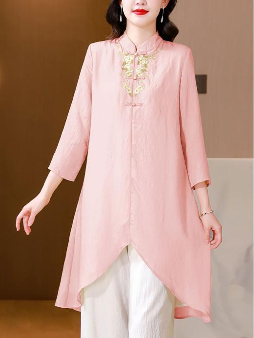 SMZ14139 2024春装改良旗袍汉服中式禅意女刺绣衬衣中国风中长款茶服上衣潮 商品图3