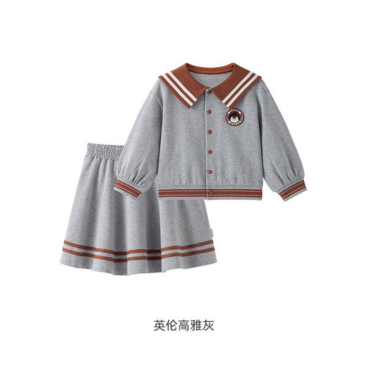 英氏官方旗舰女童套装春秋学院风休闲运动卫衣卫裤两件装 商品图6