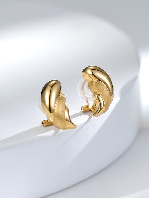 【挚友限定】悦甄 羽翼10k金素金耳夹 商品图4