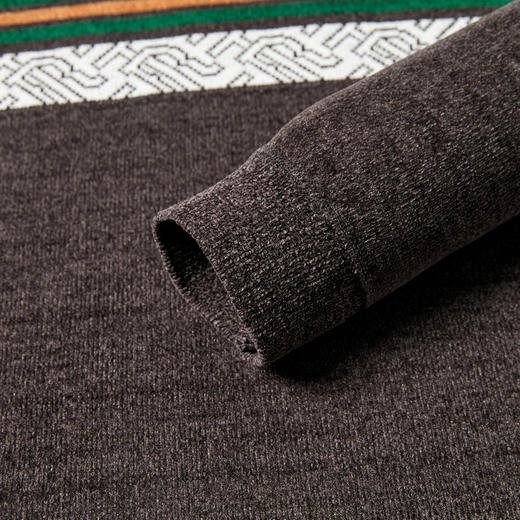 27DKLW0077【仿貂绒】罗蒙加厚加绒毛衣男横条撞色毛衣男毛衫加绒针织衫男士毛衣 商品图7