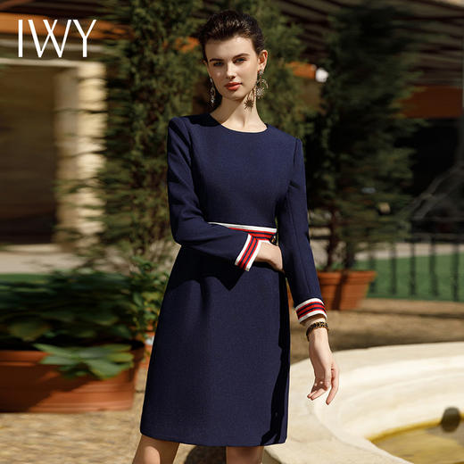 IWY/小香风藏青色西装裙女新款职业连衣裙气质通勤工装裙Q1047 商品图2