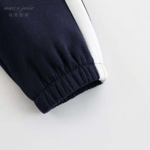 马克珍妮男童纯棉撞色条束脚运动裤 儿童休闲裤子春装新款240673 商品图3