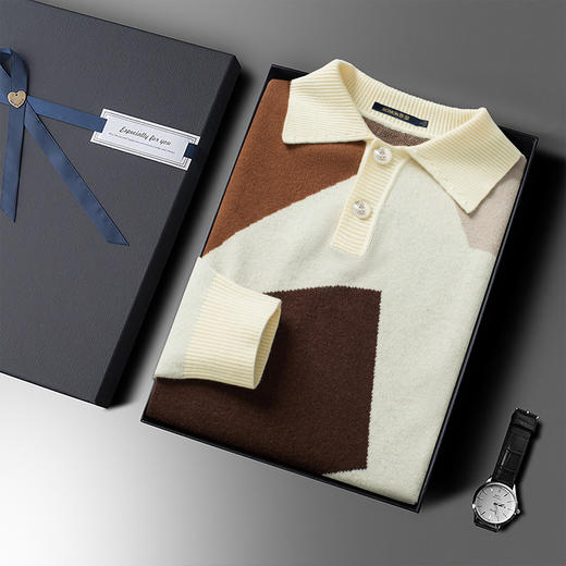 【时尚撞色】罗蒙秋冬加厚针织衫男士毛衣男保暖男士polo衫长袖毛衣男 商品图5
