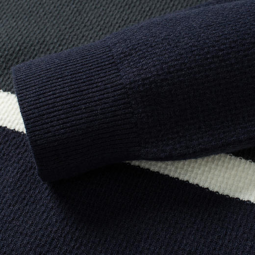 罗蒙秋冬时尚撞色男士毛衣舒适透气柔软毛衣男休闲潮流百搭基础针织衫男 商品图4