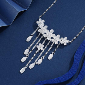 子佩集S990银【白雪深春】套链项链【MXTL017】花丝花朵流苏2401