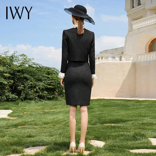 IWY/黑色小香风西装套装女秋冬新款西服两件套名媛时尚正装套裙CS1912 商品图6