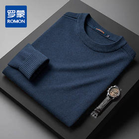 【加厚含羊毛】罗蒙秋冬菠萝提花毛衣男保暖针织衫男舒适打底衫男士毛衣男